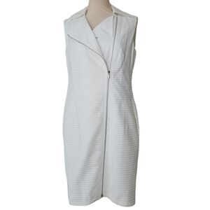 Akris Punto Sleeveless Asymmetric Zip Sheath Dress in Ivory Size 8